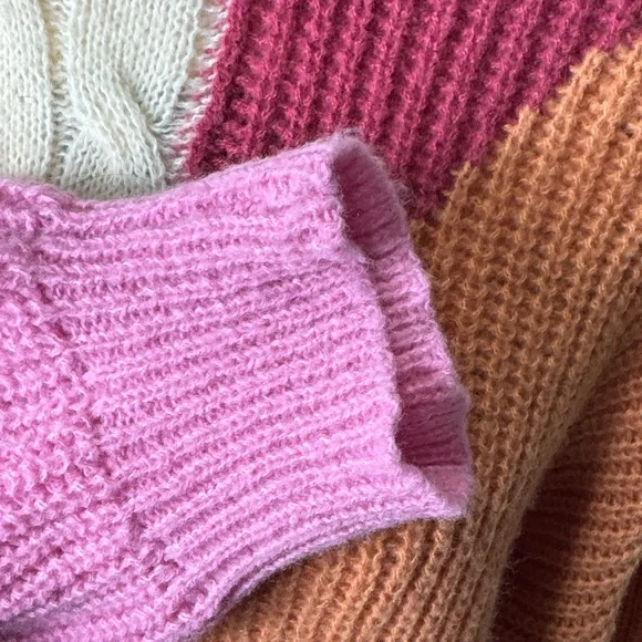 ALTER’D STATE Colorful Patchwork Women's Cozy Sweater Color Block Boho Size S - Picture 4 of 8